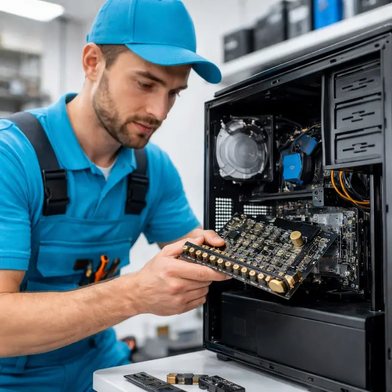 Мастер устанавливает звуковую карту на ПК в Старой Купавне